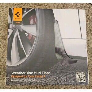 For Tesla Model 3 2023 WeatherBloc Mud Flaps Carbon Edition | Spigen [TO300]